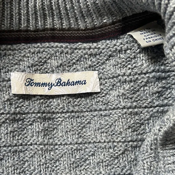 Tommy Bahama Textured Light Blue Quarter Button Sweater - Picture 4 of 4